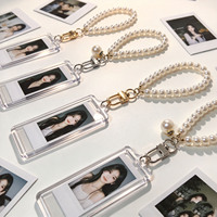 Porte-clés personnalisé 1x3 en acrylique avec perles, support photo suspendu pour photomaton, cadre photo en perles, porte-clés pour mariage
