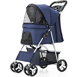 4 Wielen Huisdier Reizen Trolley Kat Hond Jogger Kinderwagen Met Bekerhouder En Opbergmand Kinderwagen Voor Kleine Middelgrote Katten Honden