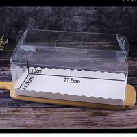 Boîte rectangulaire en plastique transparent de 10,8*4,5*4 pouces pour gâteaux roulés avec plateau à fleurs et poignée de transport portable