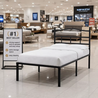 Vente directe usine : Lit simple en fer avec support robuste, sans bruits de chocs, installation facile, espace de rangement supplémentaire et nettoyage facile