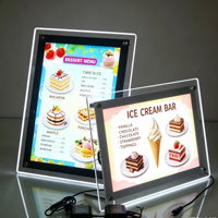 Boîte à lumière LED ultra-mince simple face en cristal, cadre en alliage d'aluminium A4, 2000 lumens, haute luminosité, publicité de bureau à insertion rapide