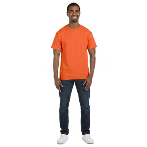 <b>Orange</b> Color Summer Quality Short Sleeve Regular Fit Cheap Price Crew Neck <b>Men</b> T-<b>Shirt</b> Front Custom Brand Printed 100% Cotton - Product Image 1