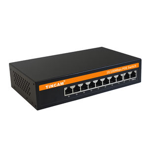 TINCAM Super Mini 10 puertos <span class=keywords><strong>POE</strong></span> Switch 48V 100 metros 8 RJ45 <span class=keywords><strong>PoE</strong></span> 10/100M + 2 RJ45 uplink 10/100M Interruptores <span class=keywords><strong>PoE</strong></span> de tamaño pequeño para CCTV - Product Image 2