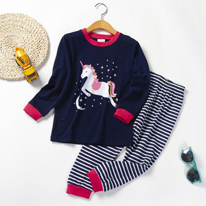Ensemble de pyjamas en coton pour filles, imprimé de dessins animés, vêtements de nuit pour enfants, t-shirt et pantalon, doux et mignons, vêtements de maison pour garçons, 2 pièces, pyjama d'automne pour enfants - Product Image 2