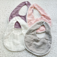 Nouveau bavoir pour bébé avec bord festonné, bavoir en dentelle de gaze pour filles, joli bavoir pour bébé
