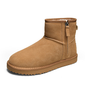 Bottes de neige pour homme en daim synthétique doublées de fourrure, bout rond, semelle extérieure en caoutchouc antidérapante, semelle intermédiaire en EVA, style décontracté pour l'extérieur - Product Image 5