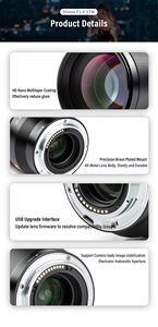 VILTROX <span class=keywords><strong>85mm</strong></span> F1.8 Objectif portrait à mise au point automatique plein cadre pour Sony E Nikon Z <span class=keywords><strong>Fuji</strong></span> X Mount Objectif de caméra pour objectif de caméra Sony - Product Image 6