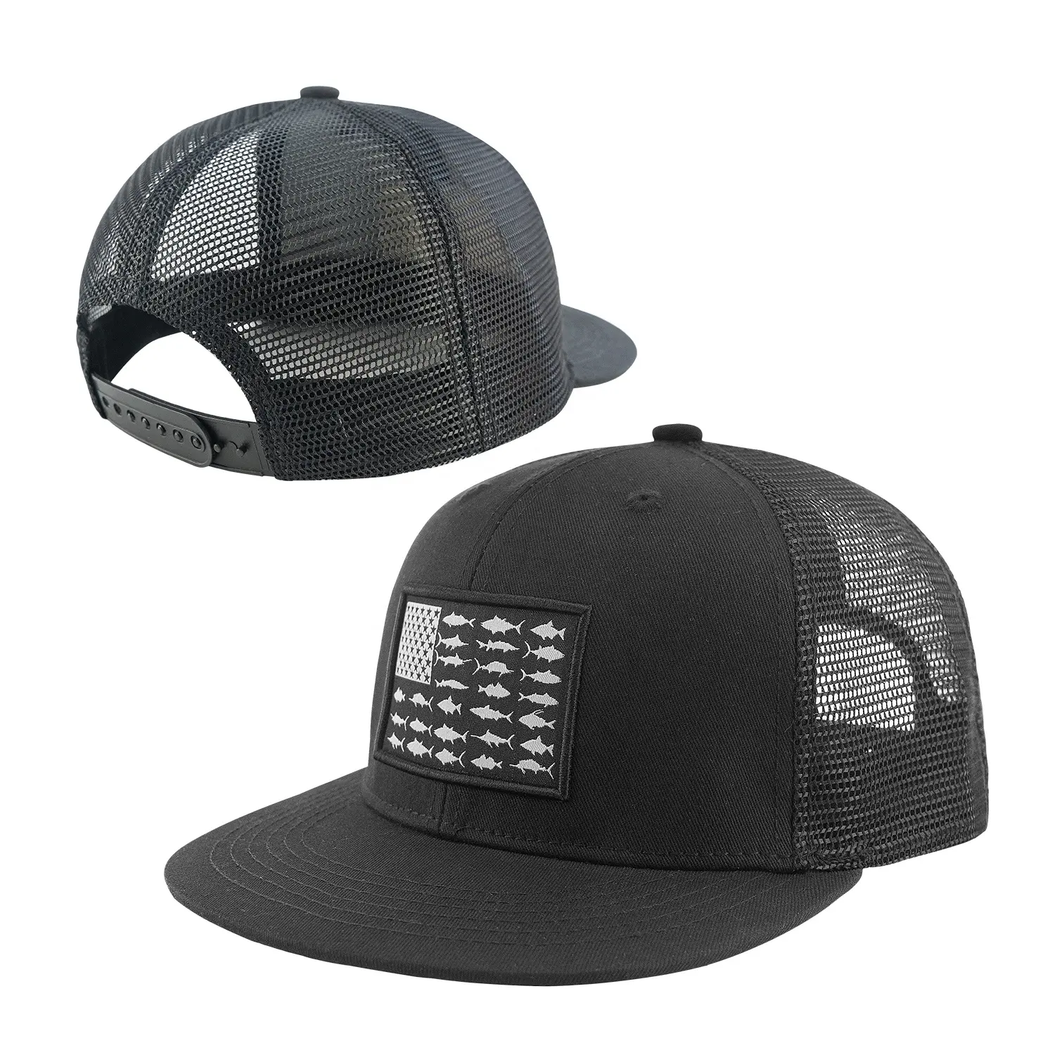 Tốt Nhất Bán Thoải Mái Bông Snapback Mũ Bóng Chày Tùy Chỉnh Trọng Lượng Nhẹ Lưới Trucker Cá Cờ Bóng Cap