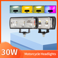 30W LED antibrouillard de travail 3 lentilles près de blanc jaune lointain clignotant rouge et bleu projecteur auxiliaire pour moto 4x4 tout-terrain
