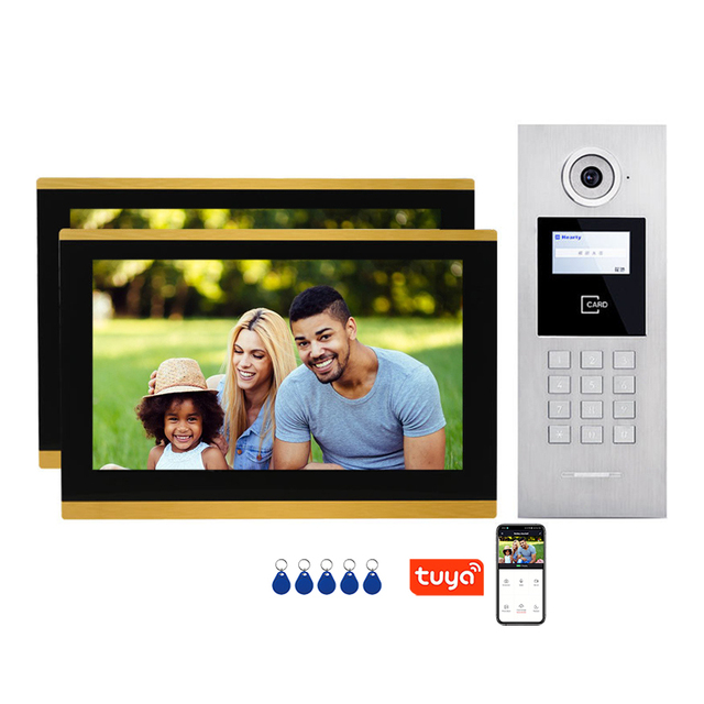Multiple Apartment Building Video Intercom Outdoor Door Phone Intercom System Doorbell Camera with 10.1 Inch Display Monitors