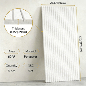 Panneau acoustique mural en feutre auto-adhésif QIANQIAO à effet 3D, design à rayures en grille, pour salle de musique, studio et fond de scène de théâtre - Product Image 2