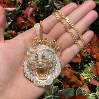 2025 haute qualité glacé tête de Lion pendentif collier Hip Hop bijoux avec chaîne à maillons pour hommes et unisexe