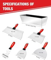 Kit d'outils à main pour cloisons sèches Goldblatt - 14 en 1, 6 pièces, couteau à joint en acier inoxydable, couteaux à enduire, grattoir à peinture, bac à enduire