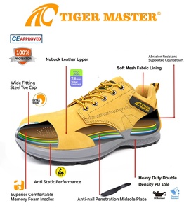 Tiger Master <span class=keywords><strong>Jaune</strong></span> Nubuck Cuir Anti-dérapant PU Semelle En Acier Embout Anti-Perforation Construction Travail Chaussures De Sécurité pour Hommes - Product Image 5