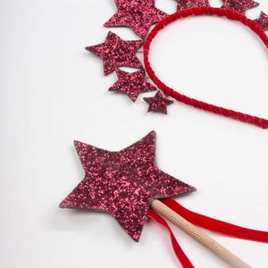 Set de Varita de Hada y Diadema de Lentejuelas para Niños, Accesorios para el Cabello con Estrella Roja, Hechos a Mano, de Buena Calidad, Venta al Por Mayor - Product Image 2