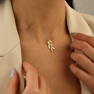 18k Gold Plated Hanging <strong>Olive</strong> Branch <strong>Necklace</strong> <strong>Leaf</strong> Pendant <strong>Necklace</strong> Top Selling Jewelry Gift Wholesale - Product Image 4