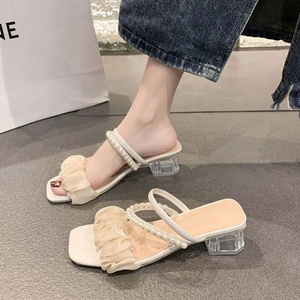 Nouvelles sandales compensées pour femme style français avec perles, idéales pour des tenues polyvalentes printemps-été-automne - Product Image 3