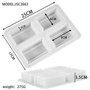 Silikolove Nhà Máy 4 Khoang Hình Chữ Nhật Hình Dạng Xà Phòng Nhà Sản Xuất Lfgb Bạch Kim Không Dính BPA Miễn Phí Handmade Silicone Xà Phòng Khuôn Mẫu - Product Image 2