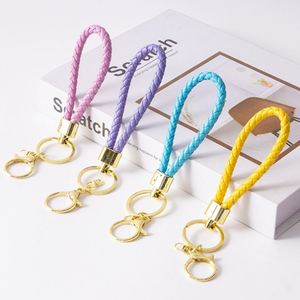 Braided Pu Leather Keychain Colorful Woven Strap Keychains <b>Ring</b> <b>Key</b> Holders for Car <b>Keys</b> - Product Image 6