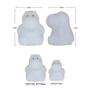 <span class=keywords><strong>Veilleuse</strong></span> hippopotame mignonne pour chambre d'enfant de bébé avec lampe de chevet à LED avec couleurs RVB variables avec télécommande tactile - Product Image 6