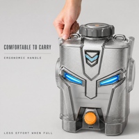 Seau à eau portable Mecha 10L, conteneur de stockage pour le camping, en PC de qualité alimentaire avec couvercle fileté et poignée