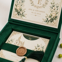 Boîtes d'invitations de mariage de luxe, boîte d'invitation magnétique en velours personnalisée avec logo personnalisé