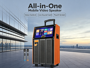 15" Touch Screen Smart Trolley <b>Speaker</b>, Portable <b>Outdoor</b> Audio With Dual <b>Wireless</b> Microphones Included 15" High-Definition Touch - Product Image 1