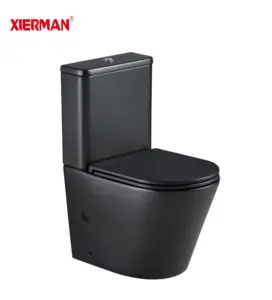 2023 High Quality Swiss Two Pieces Floor Mounted Ceramic Matte Black Wc Closet Toilets For European Market