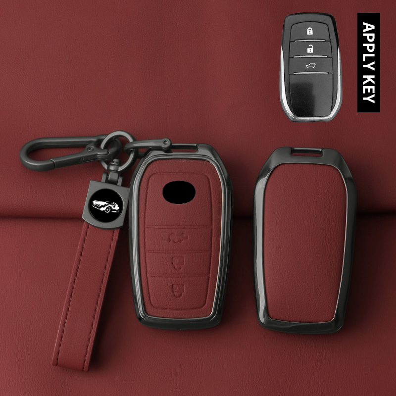 Porte-clés rouge canon de fusil + cuir