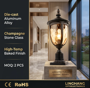 Lampe de jardin en aluminium moulé sous pression, style européen, rétro victorien, lampe sur pied, résistante aux intempéries, éclairage extérieur paysager - Product Image 1