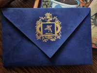 Pochette de luxe en velours bleu ciel pour fête prénatale et anniversaire, avec ruban en satin à inscription argentée et impression personnalisée