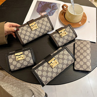 Dompet Panjang Wanita Model Clutch Lipat Berlapis dengan Banyak Slot Kartu, Gaya Vintage High-End, Diskon 70%, Dropshipping
