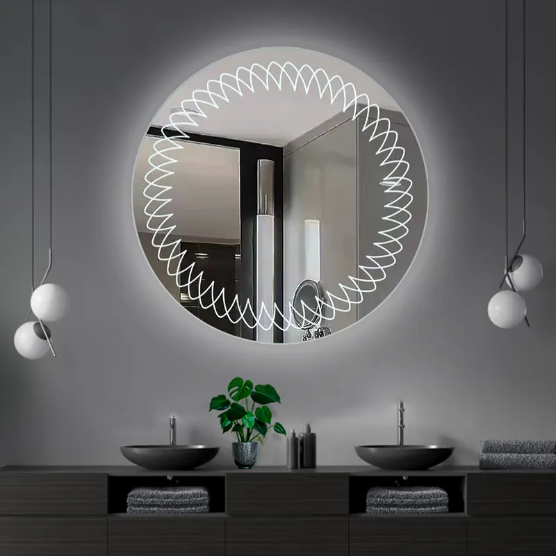 Led badezimmer intelligenter spiegel led runde badezimmer-spiegel mit licht intelligenter spiegel