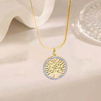 Nouveau Collier Pendentif Femme Tendance Luxe Léger Chaîne de Clavicule Creuse Haut de Gamme Arbre Inoxydable TGXL12060