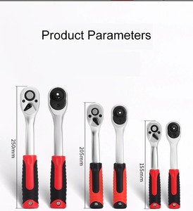 72-Tooth Two Way Quick Release Ratchet Wrench 1/4,1/2 with Large Medium Small Fly Socket Anti-Slip Rubber Handle for Auto Repair - Product Image 1