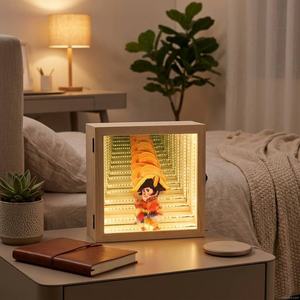 Boîte de présentation personnalisée OEM pour figurine de dessin animé, miroir à effet abyssal à marches infinies, veilleuse LED USB, décoration en bois, cadeau, ornement - Product Image 2