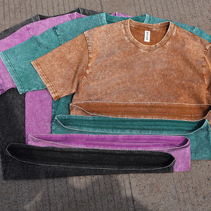 TKAN79 Camiseta de lavado ácido para hombre 260 GSM Algodón en blanco pesado Impresión personalizada Patrón sólido Camisas lisas 100% Algodón Ajuste de gran tamaño - Product Image 1