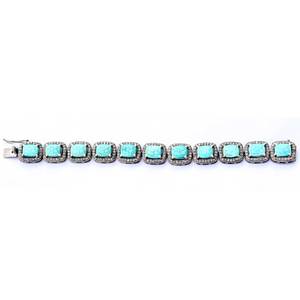 Pulsera de turquesa azul natural Pulseras de oro con diamantes 14K Oro Turquesa Diamante Compromiso Pulseras nupciales de oro - Product Image 5