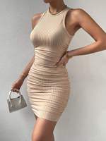 Robe mini moulante sexy à imprimé floral naturel pour femme, style licou tricoté, coupe crayon, décontractée, été