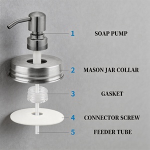Pompe Distributrice de Lotion 28mm 45mm pour Bocal Mason, Couvercles Distributeurs de <span class=keywords><strong>Savon</strong></span> en Acier Inoxydable, Pompe de Lavage des Mains Anti-Fuite pour Bocal Mason - Product Image 3