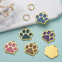 Plaques d'identification personnalisées pour chiens et chats, gravées, pour chiots, animaux de compagnie, collier, pendentif, accessoires pour animaux de compagnie, pendentif à paillettes pour pattes