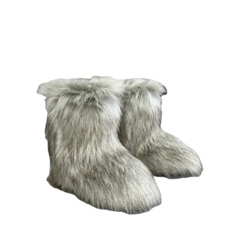 Factory wholesale Women's Boot Fluffy Faux fur Boots Warm high quality Comfortable Outdoor boots