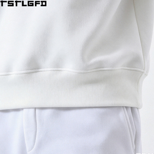 Sweat-shirt personnalisé à col montant et fermeture éclair quart de tour pour homme, imprimé graphique blanc, fermeture éclair noire, fabricants de sweats à capuche et de sweats pour homme en gros - Product Image 6