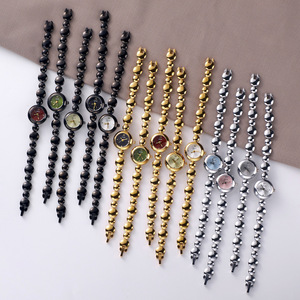 Reloj de Lujo para Mujer, Dorado, Esfera Redonda con Diseño de Rayos de Sol, Números Romanos, Brazalete de Eslabones con Burbujas, Elegante Reloj de Cuarzo - Product Image 2