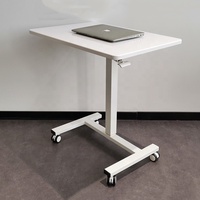Bureau mobile pneumatique moderne pour la maison, l'école ou le bureau, réglable en hauteur, avec une seule jambe en fer, blanc/gris/noir, en acier