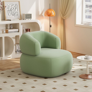 Fauteuil simple moderne en velours capitonné crème avec rembourrage en coton, petit luxe pour chambre, salon, bureau, salle de séjour, réception - Product Image 4