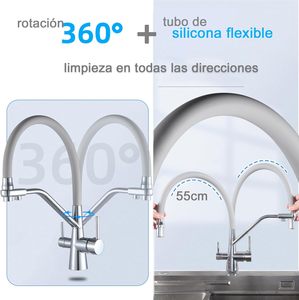 <span class=keywords><strong>Rubinetto</strong></span> da <span class=keywords><strong>Cucina</strong></span> a 3 Vie per Osmosi (Moderno, Cromato) |   Acqua Calda e Fredda |   Acqua Purificata |   Latone massiccio |   Compatibile con l'osmosi - Product Image 6