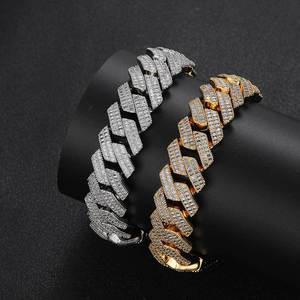 Accesorios de Hip Hop, Pulsera de 20 mm, Doble Hilera, Zirconia en Forma de T, Cadena Cubana con Rombo, Pulsera Gruesa para Hombre, Tanjing - Product Image 4