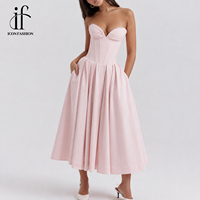 Robe midi élégante rose 2026 avec corset et épaules dénudées, décolleté cœur, pour femme, idéale pour les fêtes, les mariages, les occasions estivales, OEM