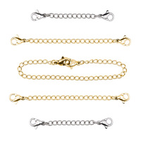 Chaînes d'extension en acier inoxydable Hobbyworker avec fermoirs à homard pour la fabrication de bijoux DIY, colliers et bracelets